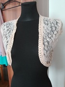 Bolerko koronkowe pudrowy róż damskie 