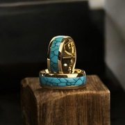 Pierścionek obrączka złota stal szlachetna Turkus/ Malachit/ Rubin