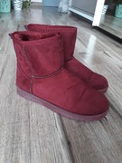Bordowe buty zimowe a'la EMU wkładane rozm 38/38,5 wkładka 25 cm ocieplane