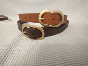 Brązowe paski ze złotą sprzaczka