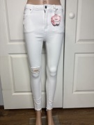 Jeansy białe damskie wysoki stan cyrkonie MONDAY PREMIUM M/38 nowe