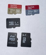 Zestaw 5 Kart MicroSD SanDisc Extreme, Ultra itp 32GB, 2GB