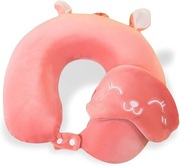 Podróżna poduszka z pianką memory i maską do spania, różowa