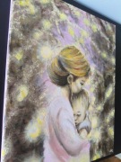 PROMOCJA Obraz olejny 40x50 matka dziecko prezent chrzest macierzyństwo