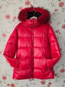 Ellen Rose czerwona sportowa kurtka pikowana parka roz. 6XL odpinany kaptur