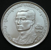 Tajlandia 50 baht 1971 - król Rama IX - srebro - stan menniczy -