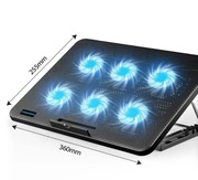 PODSTAWKA CHŁODZĄCA POD LAPTOPA RGB 6 WIATRKÓW 2 USB REGULACJA STOJAK 17"
