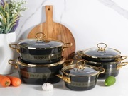 Garnki emaliowane komplet 10 elementów - stylizowane na motyw Versace