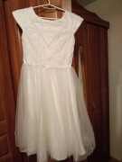 Sukienka pokomunijna 152 cm biała piękna 