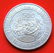 500  Franków  2006  r  -   Afryka Centralna   Rośliny  stan  !!!   