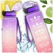 BUTELKA NA WODĘ BIDON SPORTOWY Z MIARKĄ Z PODZIAŁKĄ NA SIŁOWNIE FITNESS 1L