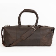 Brązowa torba podróżna typu weekender z prawdziwej skóry