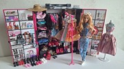 Lalka Barbie wymienne głowy, szafa pełna ciuchów 