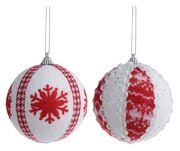 Bombki kpl 2 szt. - biało-czerwony sweterek