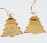 Zawieszka choinka,złote lustro,kolor zestaw 6 sztuk,ozdoba,Boże Narodzenie 