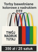 Torby bawełniane kolorowe z twoim nadrukiem DTF – 25 szt. za 350 zł