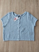 Krótka bluzka sweterkowa h&M błękitna 