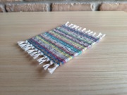 Podkładka pod kubek ręcznie tkana kolorowa w paski 