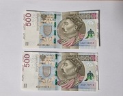 Banknoty 500zl serii AA2