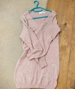 Długi sweter, pudrowy róż, kaszmir 