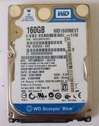 Dysk twardy Western Digital WD1600BEVT - 22ZCT0 / 160 GB  Sata 2,5"