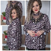 Bluzeczka cętki zdobienia dekolt 5XL