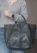 Gap skórzana czarna torebka shopperka skóra naturalna do ręki pakowna