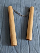 pałki treningowe drewniane, z łańcuchem, 90cm, regulowany łańcuch