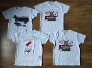 Cztery koszulki gadżety pamiątkowe na wiek 8 lat