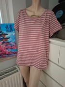 42 XL różowa biała bluzka w paski koszulka T-shirt basic 95% bawełna