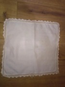 Chusteczka bawełniana z koronką serwetka do nosa damska 28x28cm biała