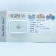 Diament Brylant 0.50ct D SI2 z Certyfikatem GWLAB idealny na pierscionek 