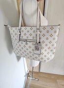 Nowa torba shopper Unibella biała ze złotym wzorem, na ramię, ekoskóra