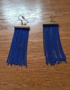 Eleganckie wiszące chabrowe granatowe kolczyki z łańcuszków