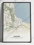 Plakat Gdańsk mapa miasta A3 minimalistyczny