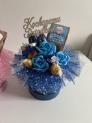 Box prezentowy dla dziadka z rozami mydlanymi i slodyczami