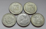 5 x 200zł-1000zł 1974-82r. mapka, olimpiada, żołnierze, JP II - srebro