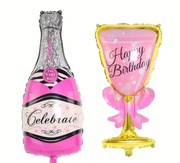 Balony dekoracje urodzinowe butelka i kieliszek