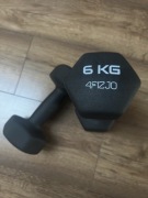 Hantle do treningu Classic ciężarki żeliwne 2 x 6 kg winylowe 4FIZJO 2 szt.