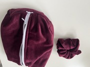 Kosmetyczka frotka do włosów zestaw bordowa welurowa