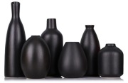 6x Zestaw Ceramicznych Małych Wazonów Ozdobnych Czarne Matowe
