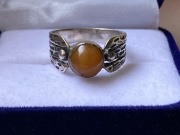 Juwelia warmet stary pierścionek z bursztynem retro PRL vintage srebro 17