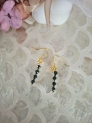 Kolczyki handmade srebro pozłacane z naturalnych kamieni hematyt szmaragd 