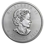 1 uncjowa Srebrna Moneta Liść Klonowy - 1oz Maple Leaf – 2015 / 2017