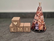 Drewniane personalizowane klocki imię dziecka Emi 4szt nowe