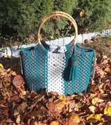 Torba / kosz  ze sznurka bawełnianego techniką makramy