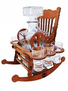 Kieliszki Karafka stojak drewniany Fotel Bujany urodziny