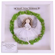 Pamiątka Chrztu Świętego Ramka 3D Anioł Stróż Rękodzieło Makrama Prezent