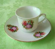 Vintage espresso kolekcjonerska filiżanka ze spodkiem na wzór Limoges 