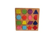 EDUKACYJNA DREWNIANA UKŁADANKA FIGURY GEOMETRYCZNE